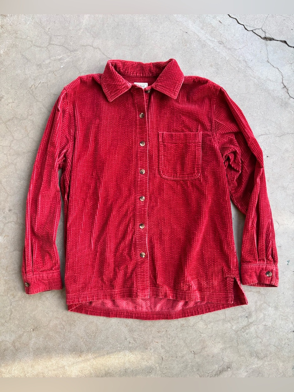 L.L. Bean 100% Cotton Comfort Corduroy Relaxed Shirt Red Women's Size S Shacket